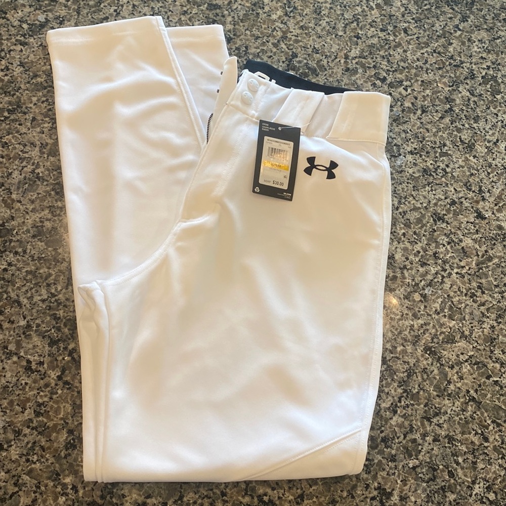 NWT mens UA white baseball pants